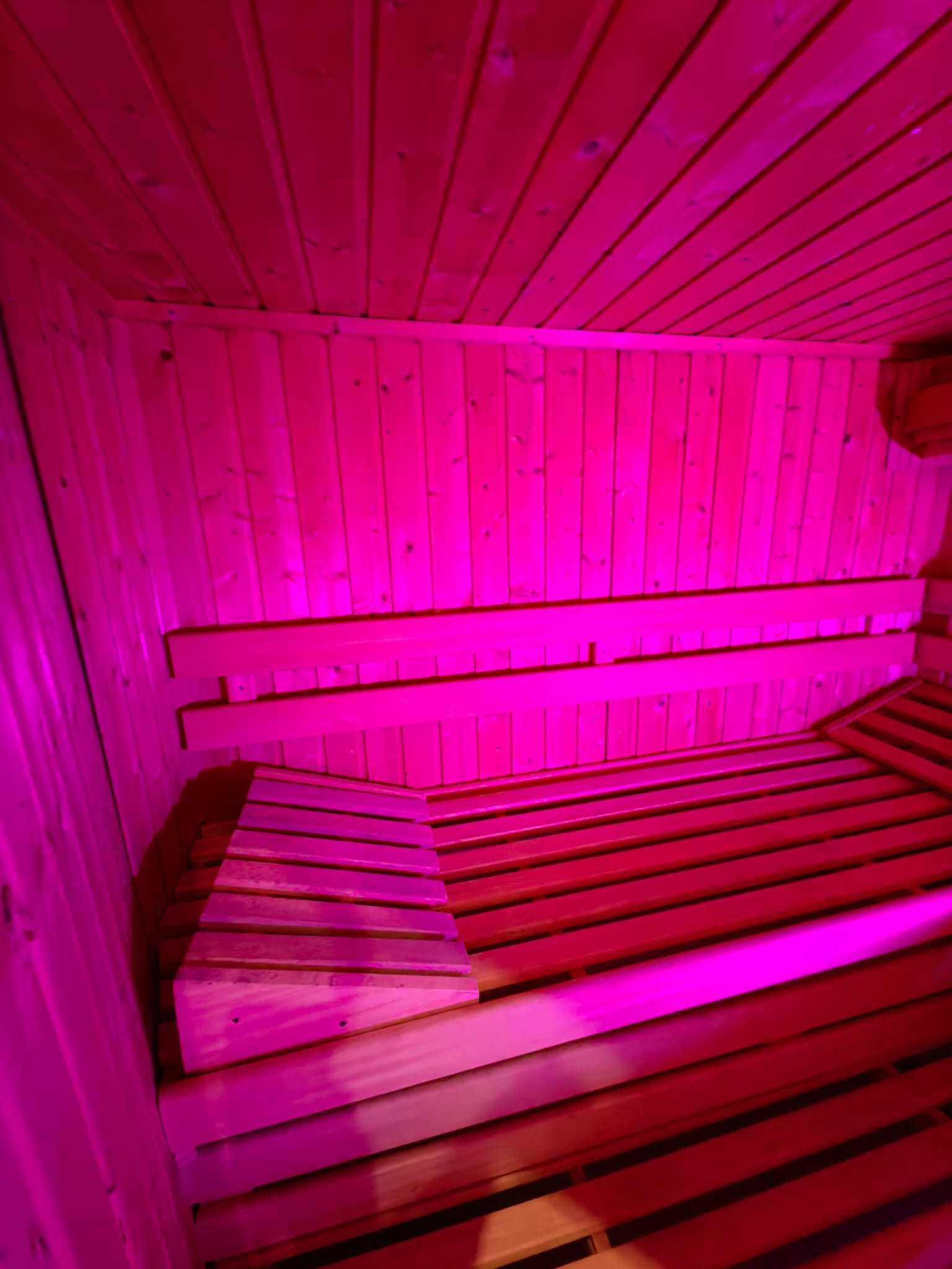 Narożna Sauna FIŃSKA SUCHA Oświetlenie Ławki PIEC na SIŁE do 2-6os