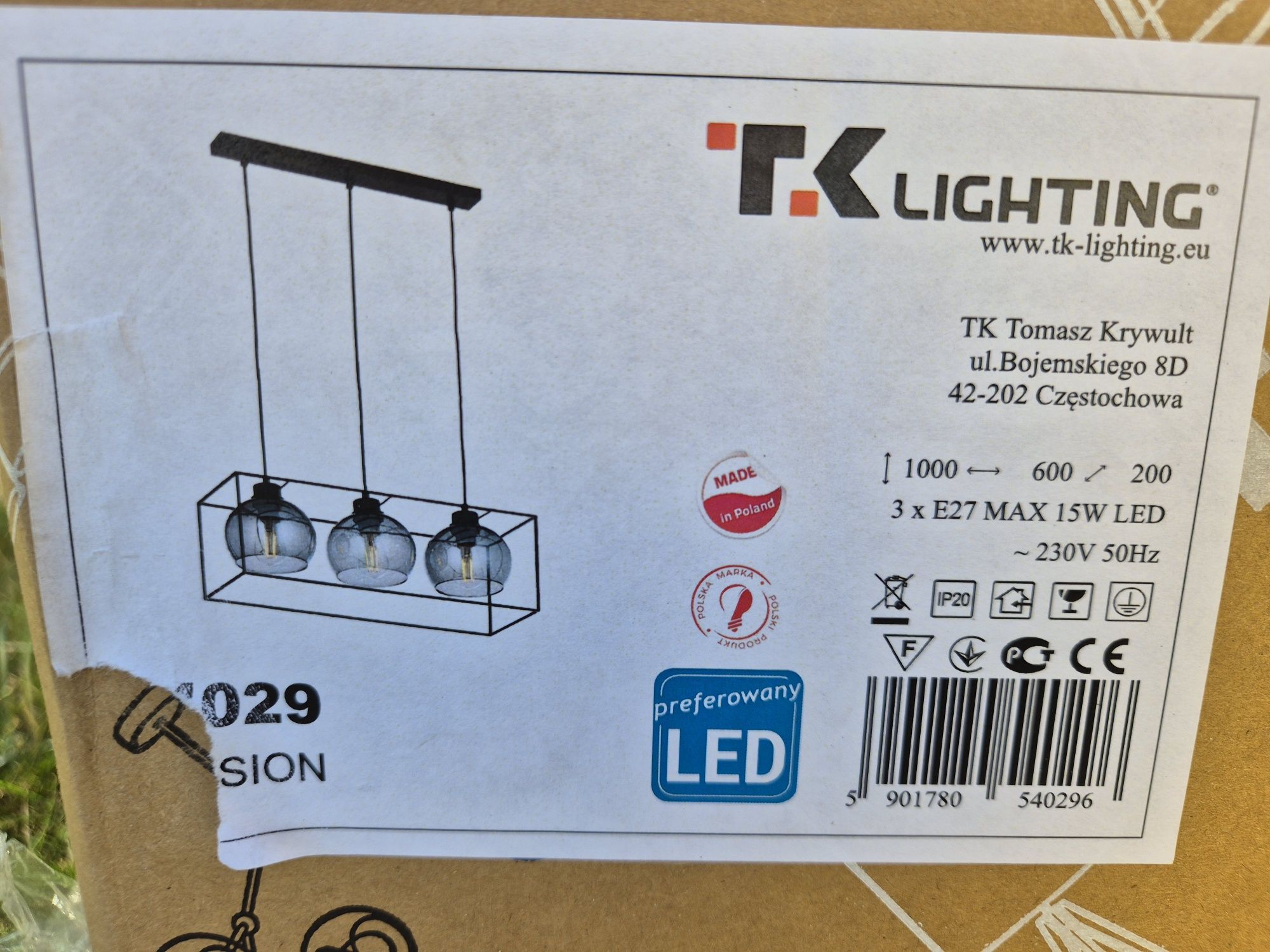 Lampa wisząca z 3 kloszami LED TK-LIGHTING