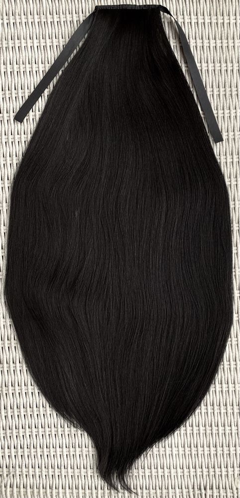 Premium Ultra włosy doczepiane, czarny, kucyk, 80 cm ( 295 )