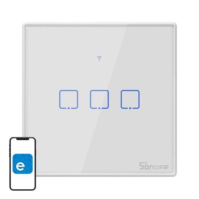 Dotykowy Włącznik Światła Wifi + Rf 433 Sonoff T2 Eu Tx (3-Kanałowy)