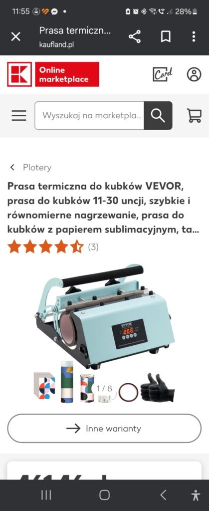 Kubek VEVOR Prasa termiczna Prasa termiczna 887 ml Kubek do sublimacji