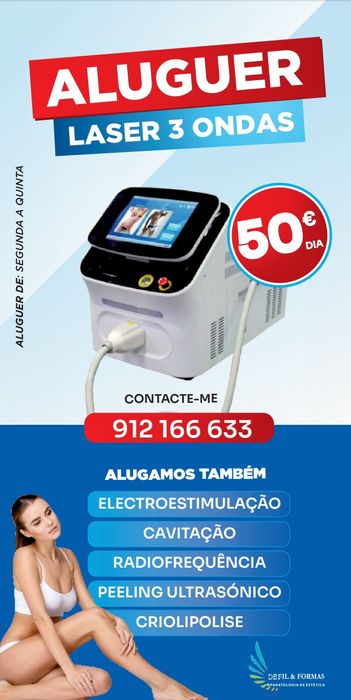 Aluguer de máquinas depilação a Laser 3 e 4 ondas