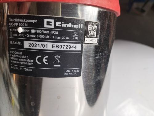 Einhell GC-DW 900 N zatapialna pompa ciśnieniowa 900W maks.6000 l/godz