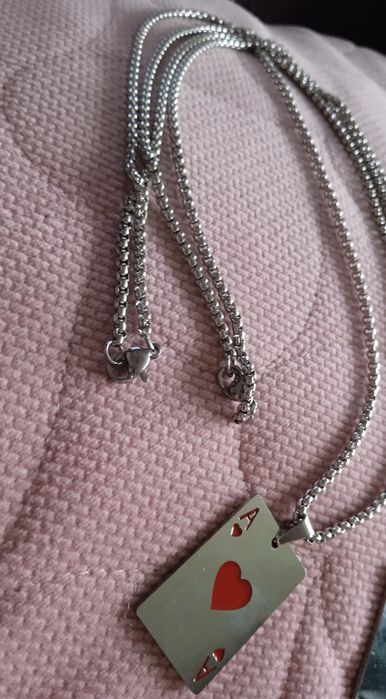 2 sztuki długi stalowy naszyjnik karta as pik i kier