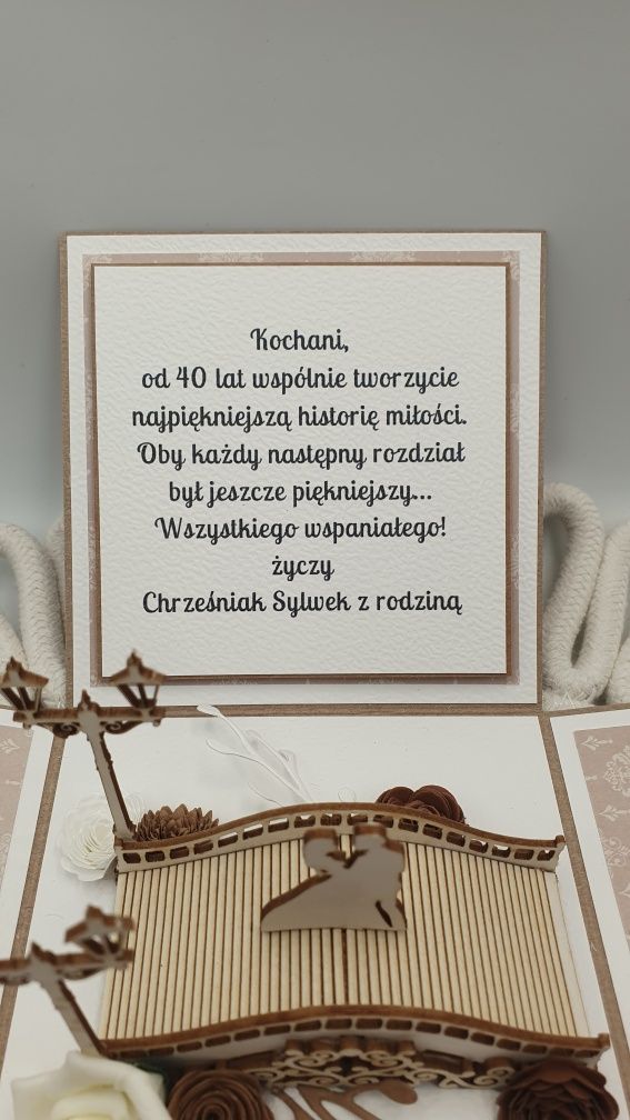 Exploding box ROCZNICA ŚLUBU/ŚLUB odcienie brązu i bieli pamiątka