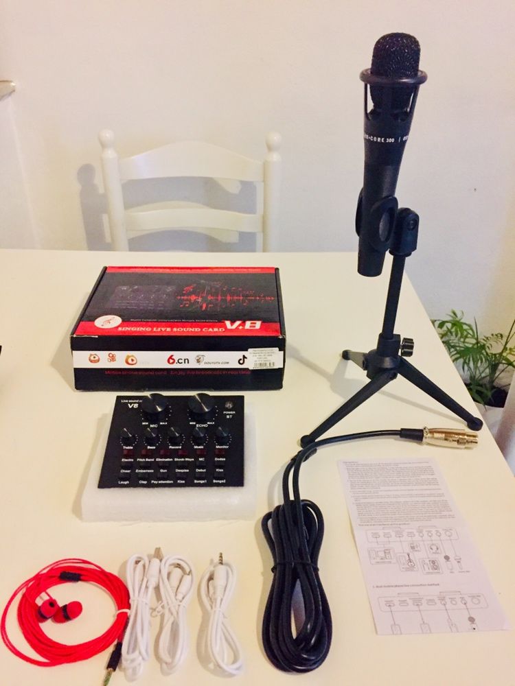 Podcast Live Recording / Broadcast Soundcard V8 Kit Completo [Novo]