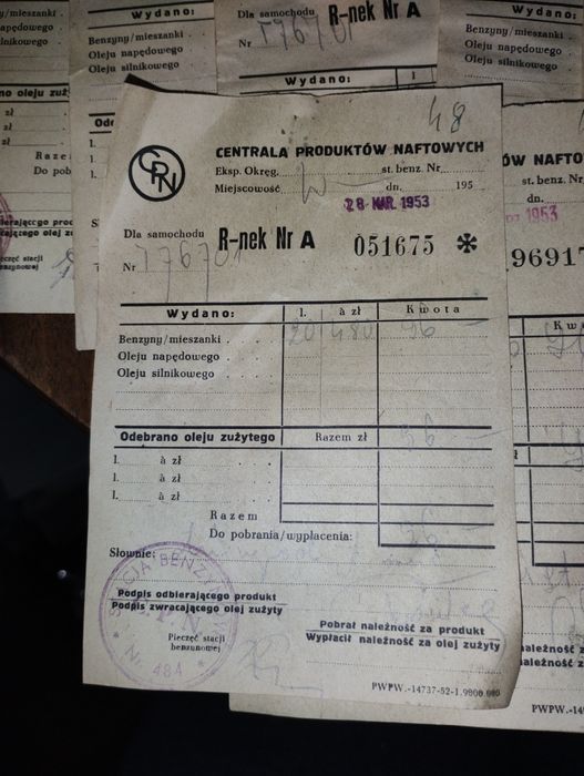 Zestaw 29 oryginalnych dokumentów CPN z 1953 r.