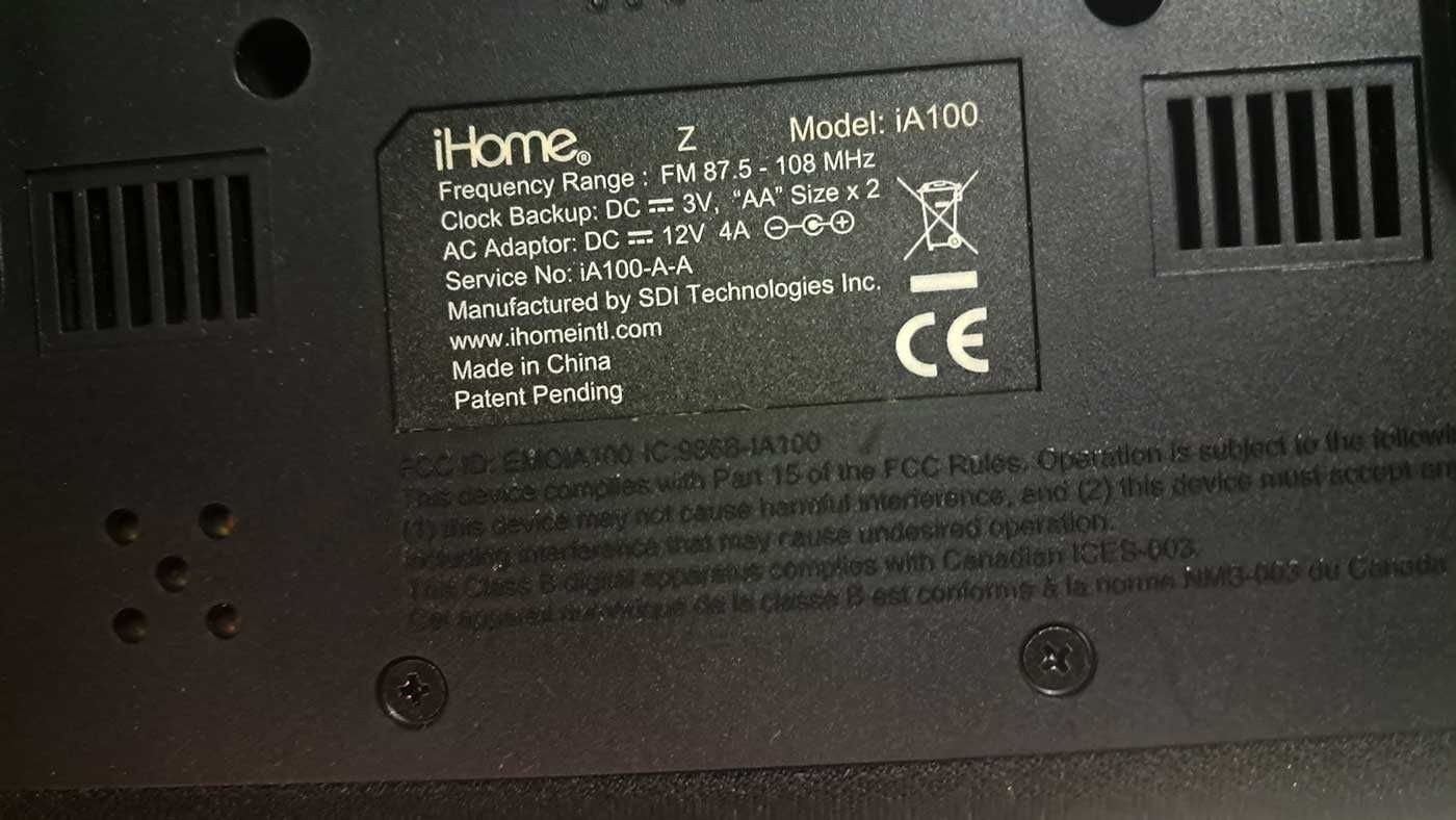 Radio, Bluetooth, zegar, Aux, stacja dokująca iPhone iHome iA100