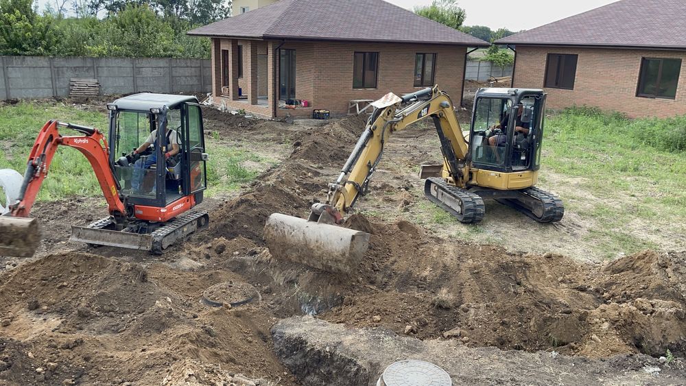 Услуги Миниэкскаватора. Водопровод. Канализация. Бассейны. Баровая