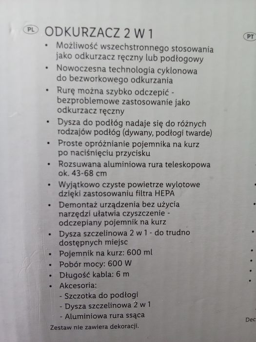 Odkurzacz bezworkowy sieciowy SILVERCREST nowy