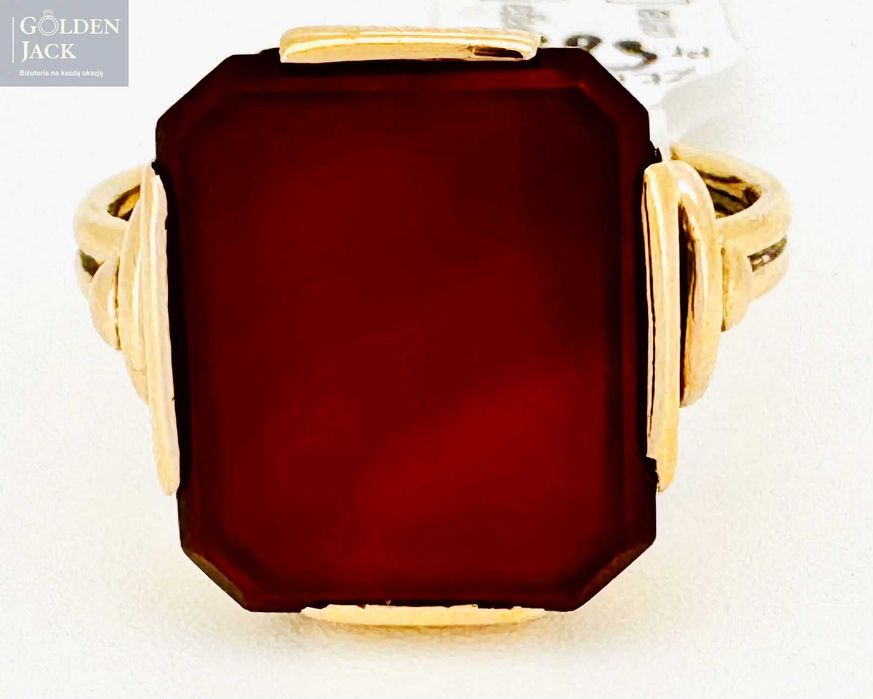 Złoty pierścionek z miodowym kamieniem złoto pr. 585 roz. 18 5,52 g