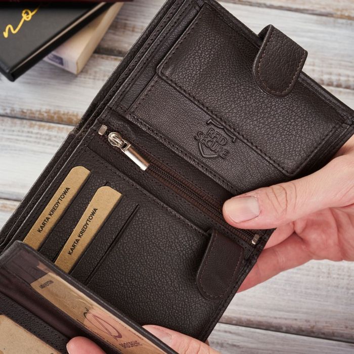 portfel męski skórzany brązowy brodrene g-28-br