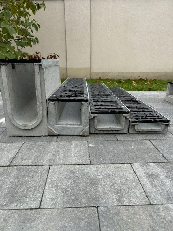 korytka liniowe betonowe z kratką żeliwną