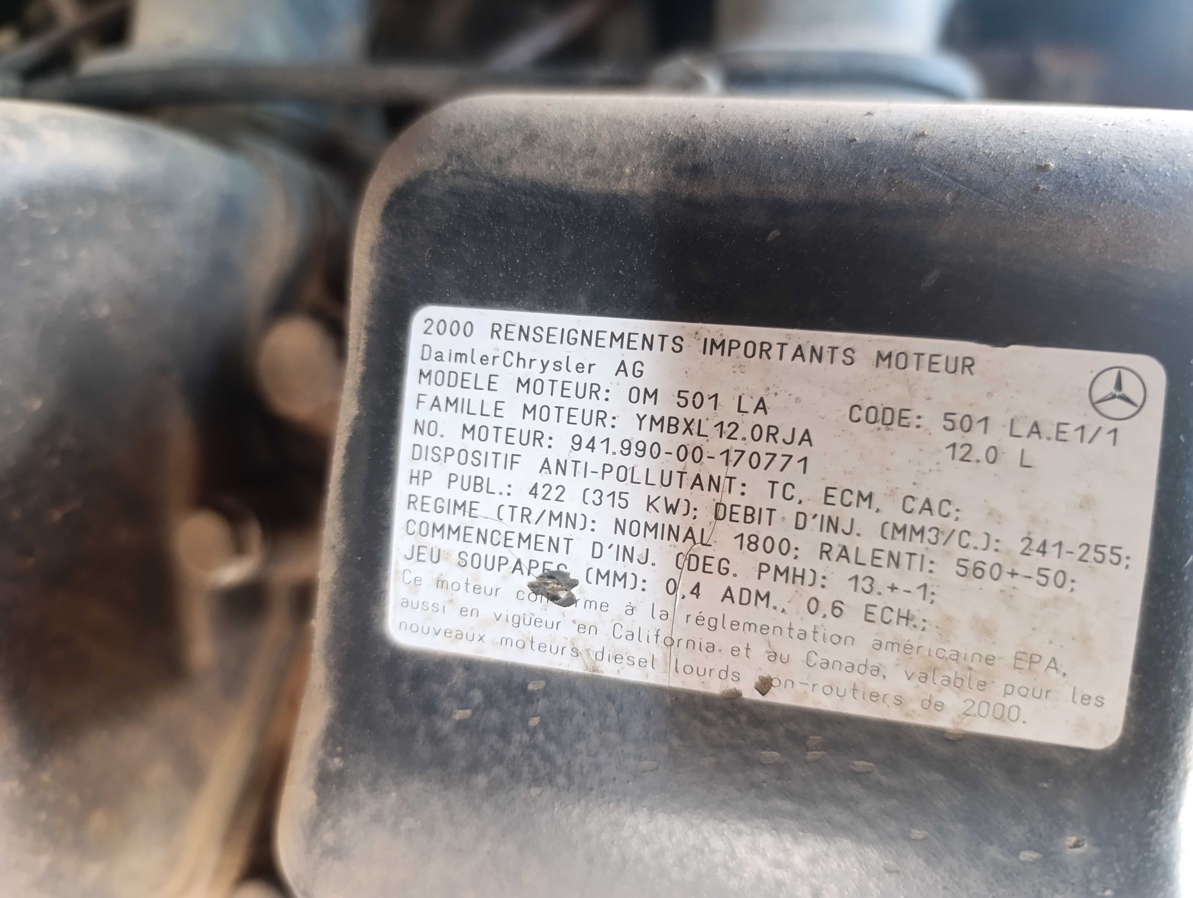 Silnik Mercedes OM501LA mp2/mp3 HOLMER TERRA VARIANT części