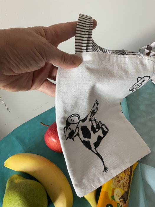 Bawełniane woreczki, torebki z uszami, handmade