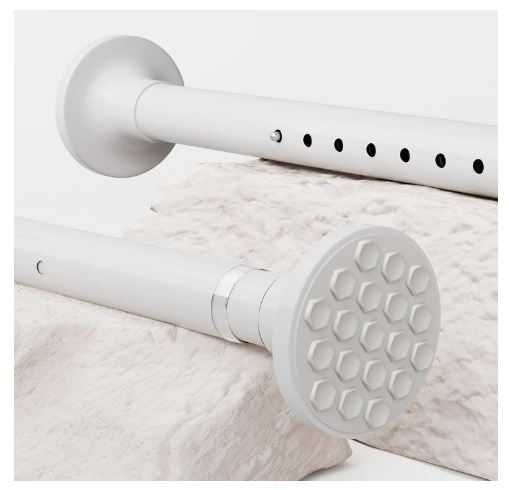 Drążek teleskopowy Bez wiercenia Karnisz do mocowania Biały 110-165 cm