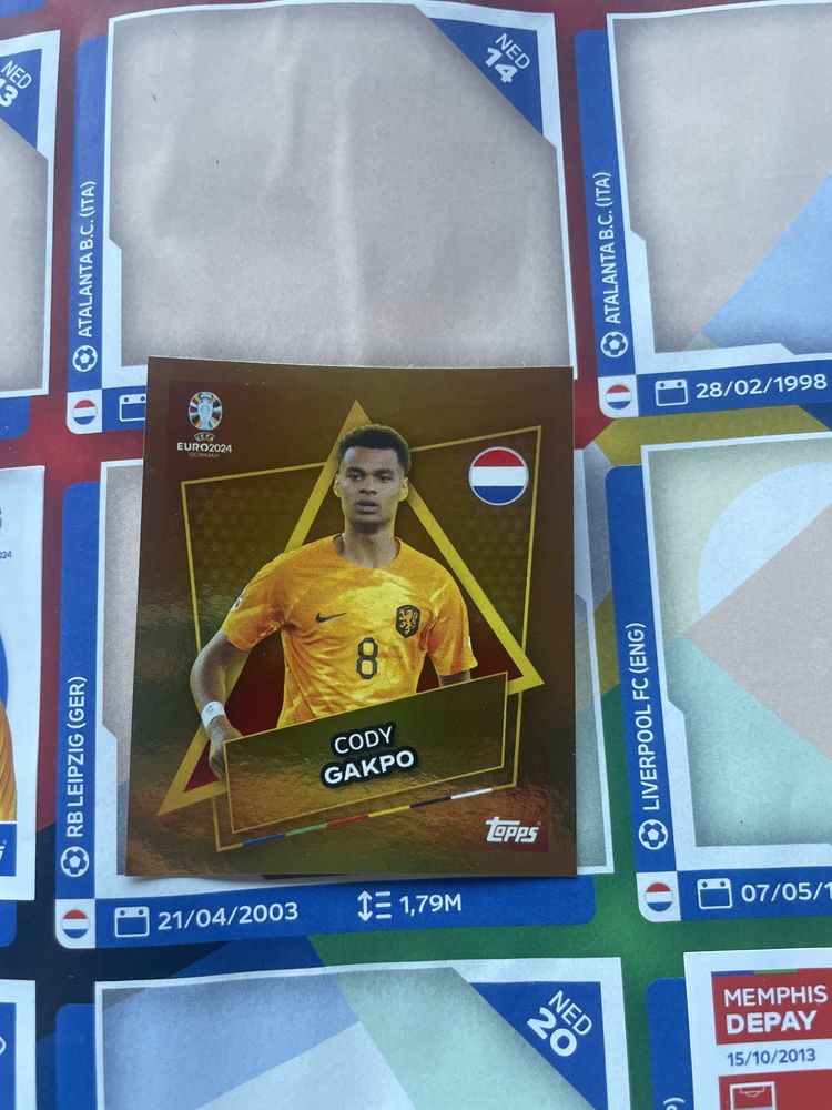 Cody Gakpo gold da caderneta do euro 2024 da topps