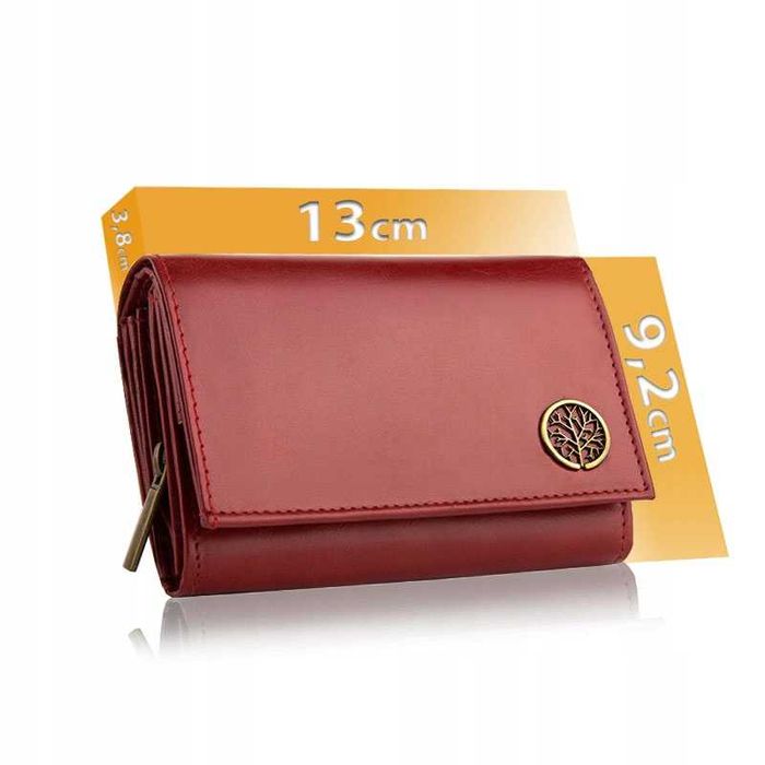 Portfel Damski Skórzany BETLEWSKI Skóra Naturalna Czerwony Na Prezent