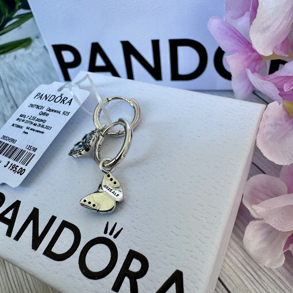 Сережки Пандора Pandora оригінал "Метелики" серьги нові кульчики
