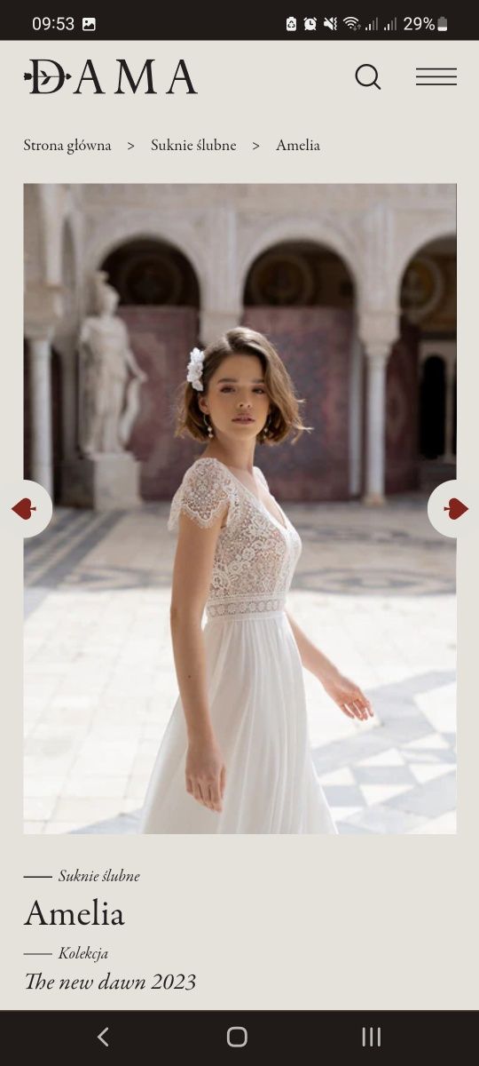 Suknia ślubna Dama Couture Amelia rozmiar 34 boho