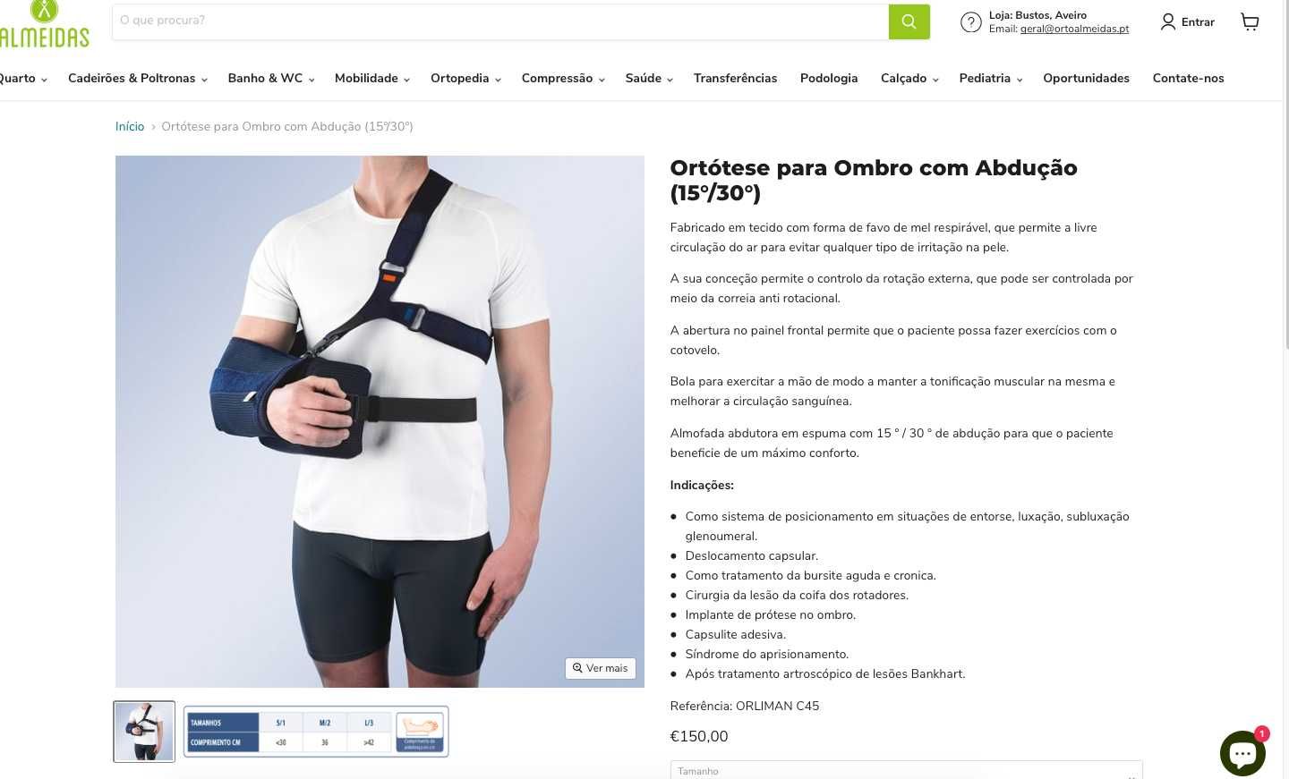 Ortótese para o Ombro com Abdução (15º / 30º ) | Orliman