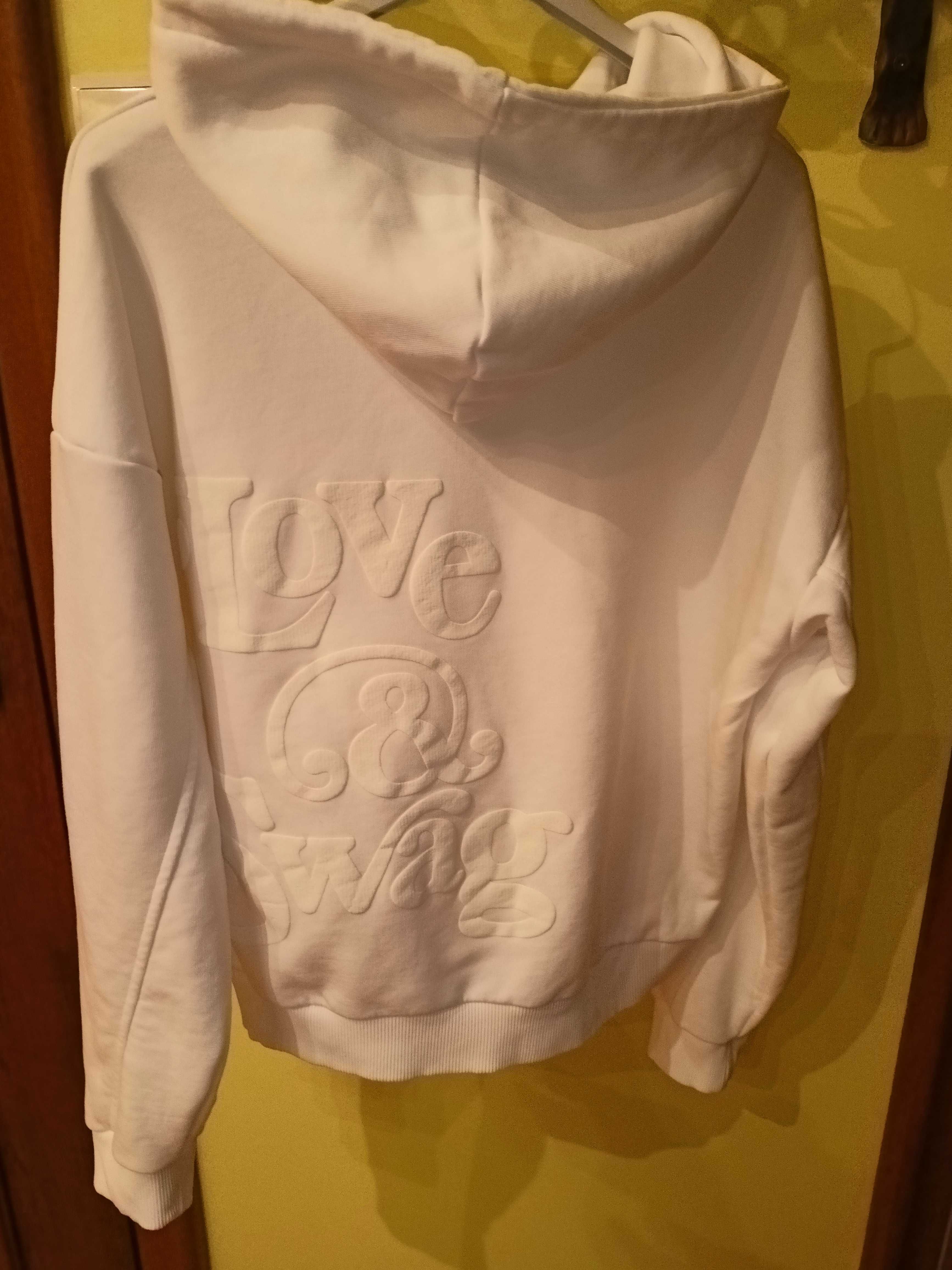 Bluza z Kapturem Plus Size Biała