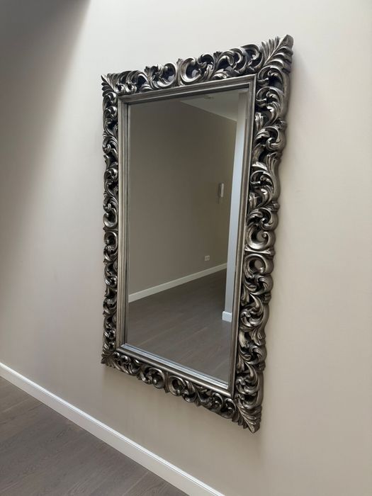 Stylowe srebrne lustro - masywne 156 cm x 95 cm