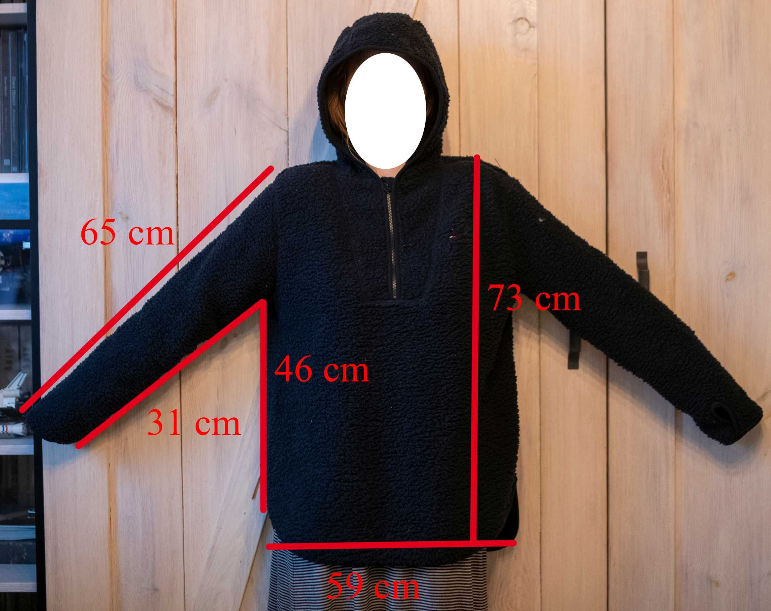 TOMMY HILFIGER USA Oryginalna Bluza Miś Polarowa z Kapturem z suwakiem