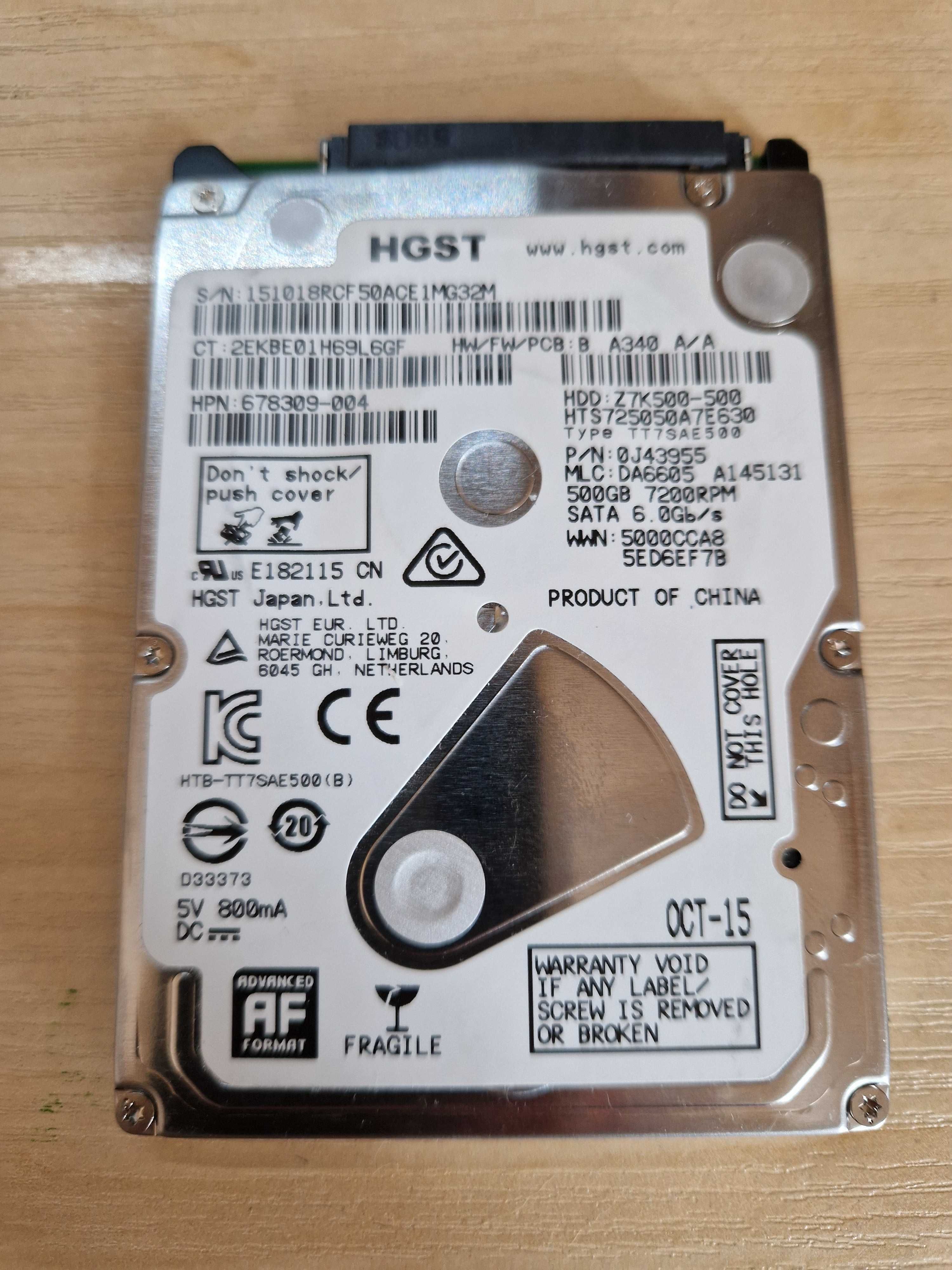 HDD 2.5" 500G Toshiba, HGST, Western Digital