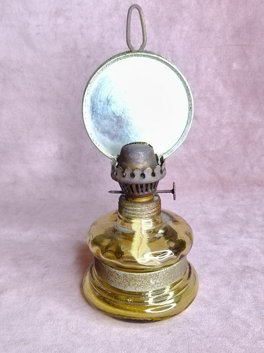 Stara podstawa do lampy naftowej miodowe szkło 193