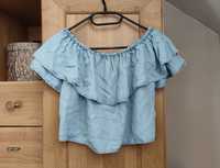 Top jeansowy falbanka Zara r. XS