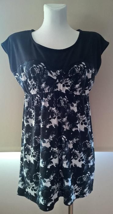 BODYCON bluzka tunika w kwiaty_UK 14_EUR 40/42