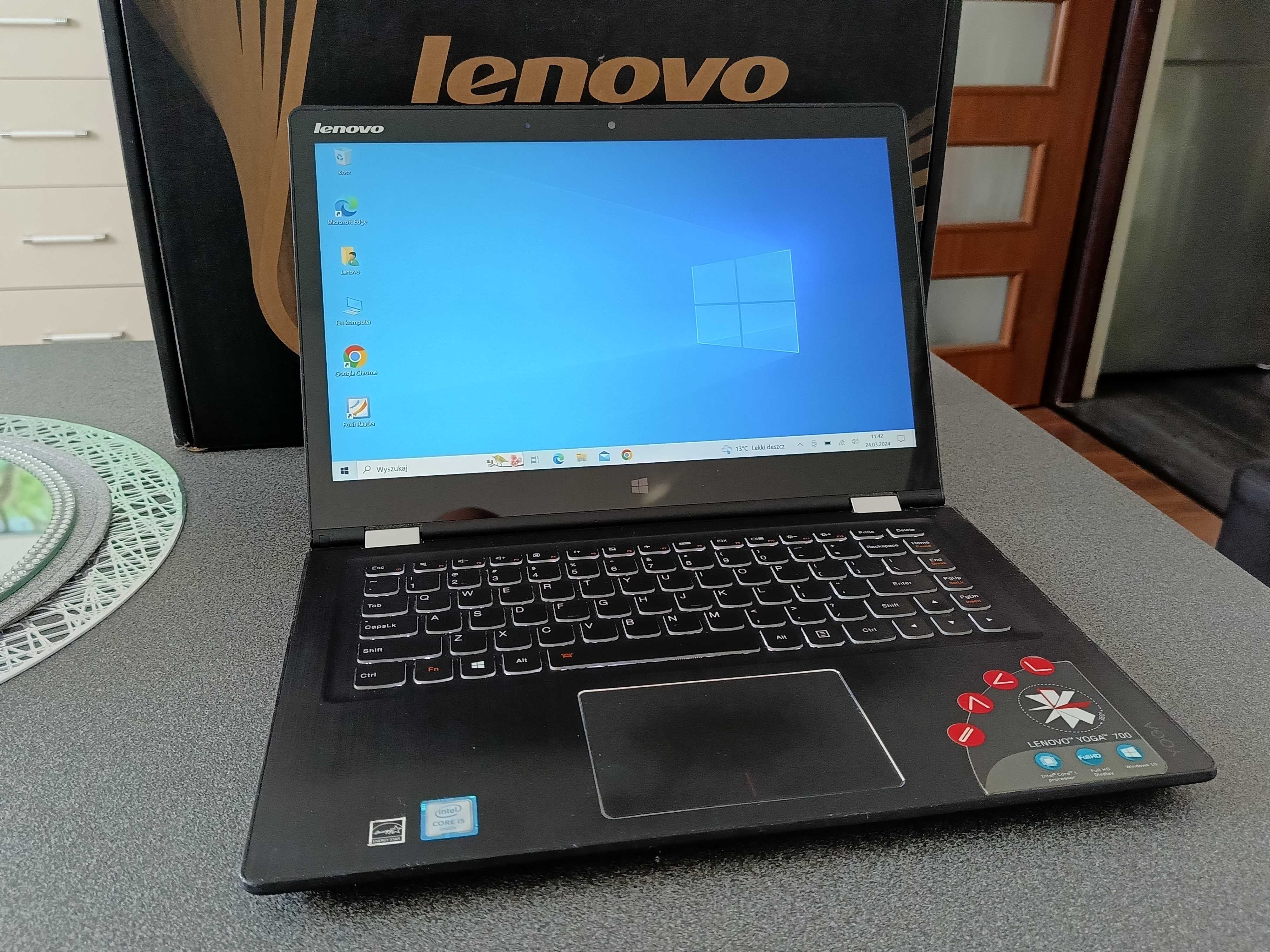 Nowoczesny Szybki dotykowy Laptop Lenovo Yoga i5-6200U 8GB 240GB SSD