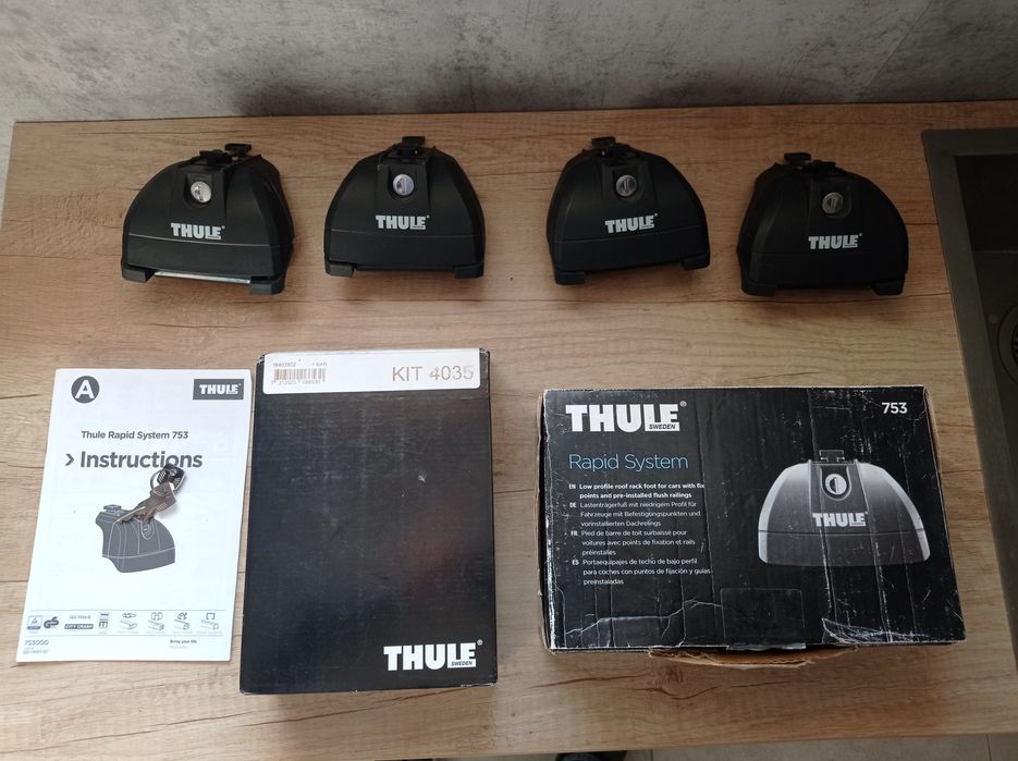 Stopy belek bazowych THULE RAPID SYSTEM 753 uchwyt KIT 4035 Audi A3 8V