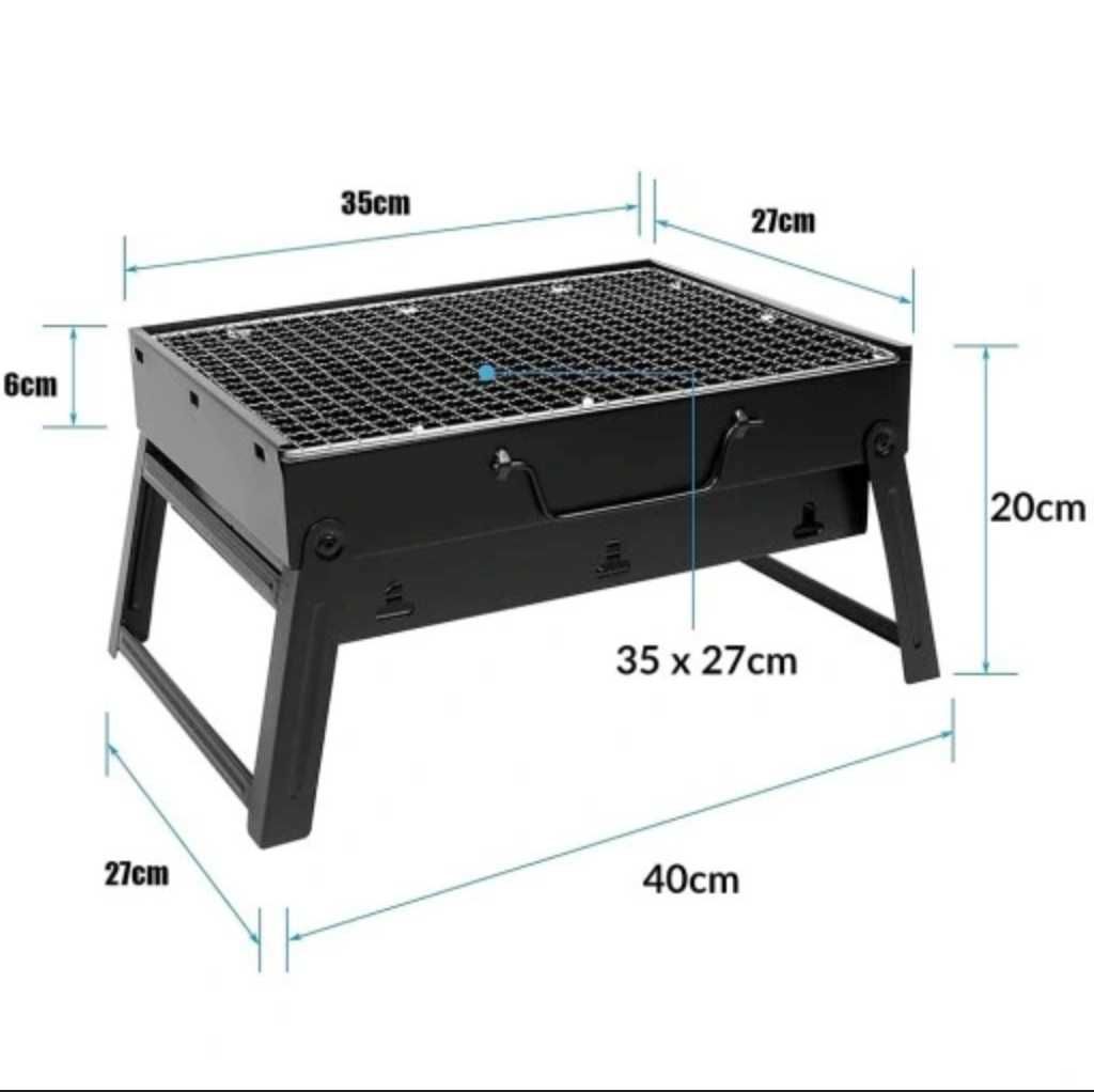 GRILL TURYSTYCZNY przenośny 35x27x6 walizka, grill węglowy