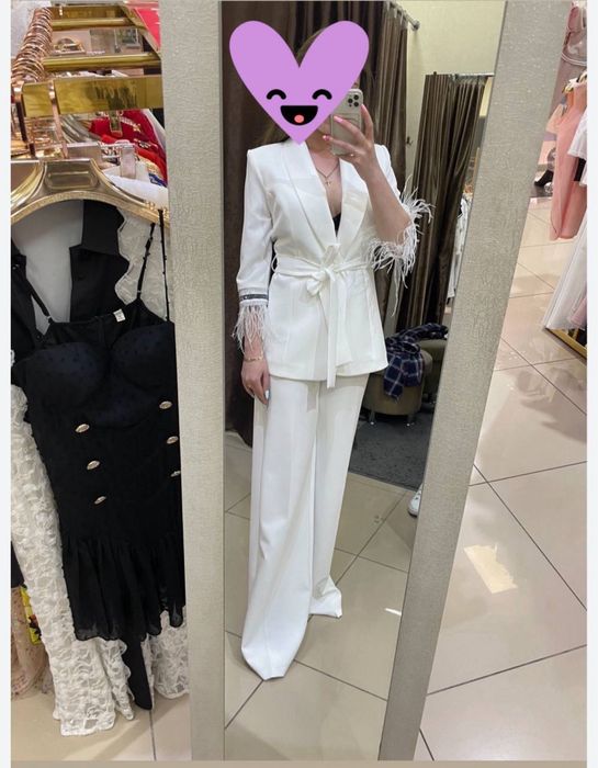 Білий брючний костюм, білий нарядний костюм, белый брючный костюм
