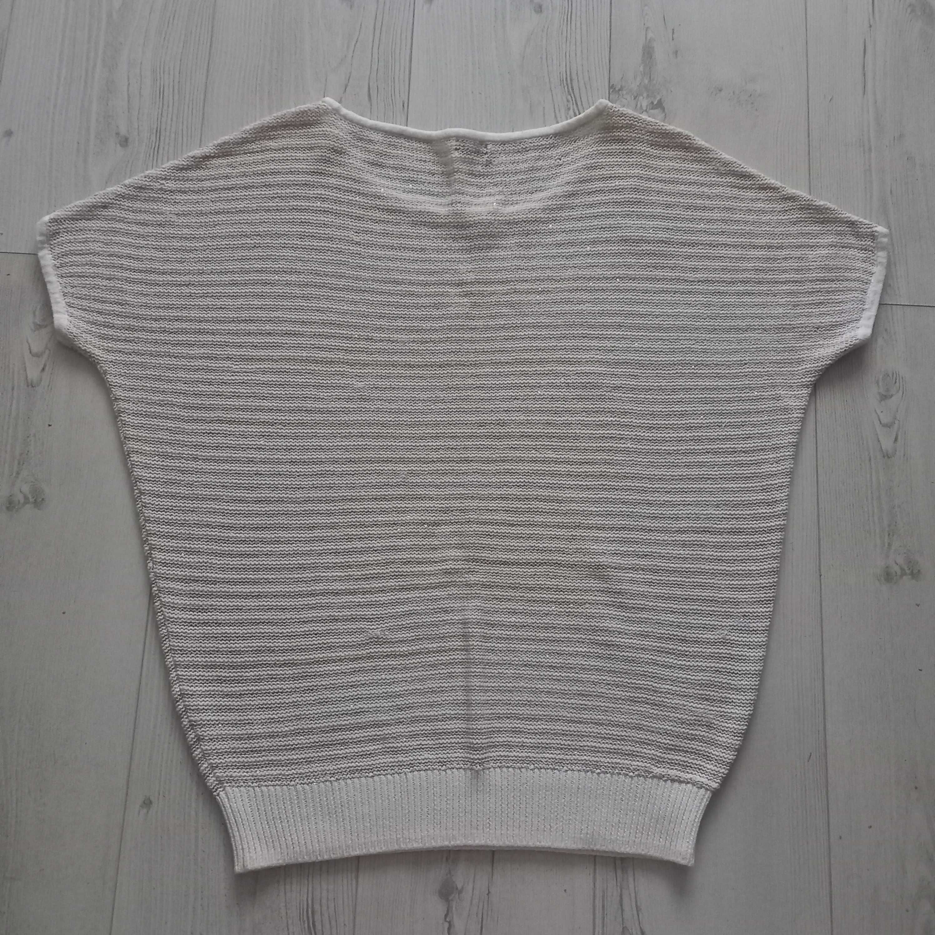 Kamizelka Phase Eight vintage dzianinowa biała beżowa oversize sweter