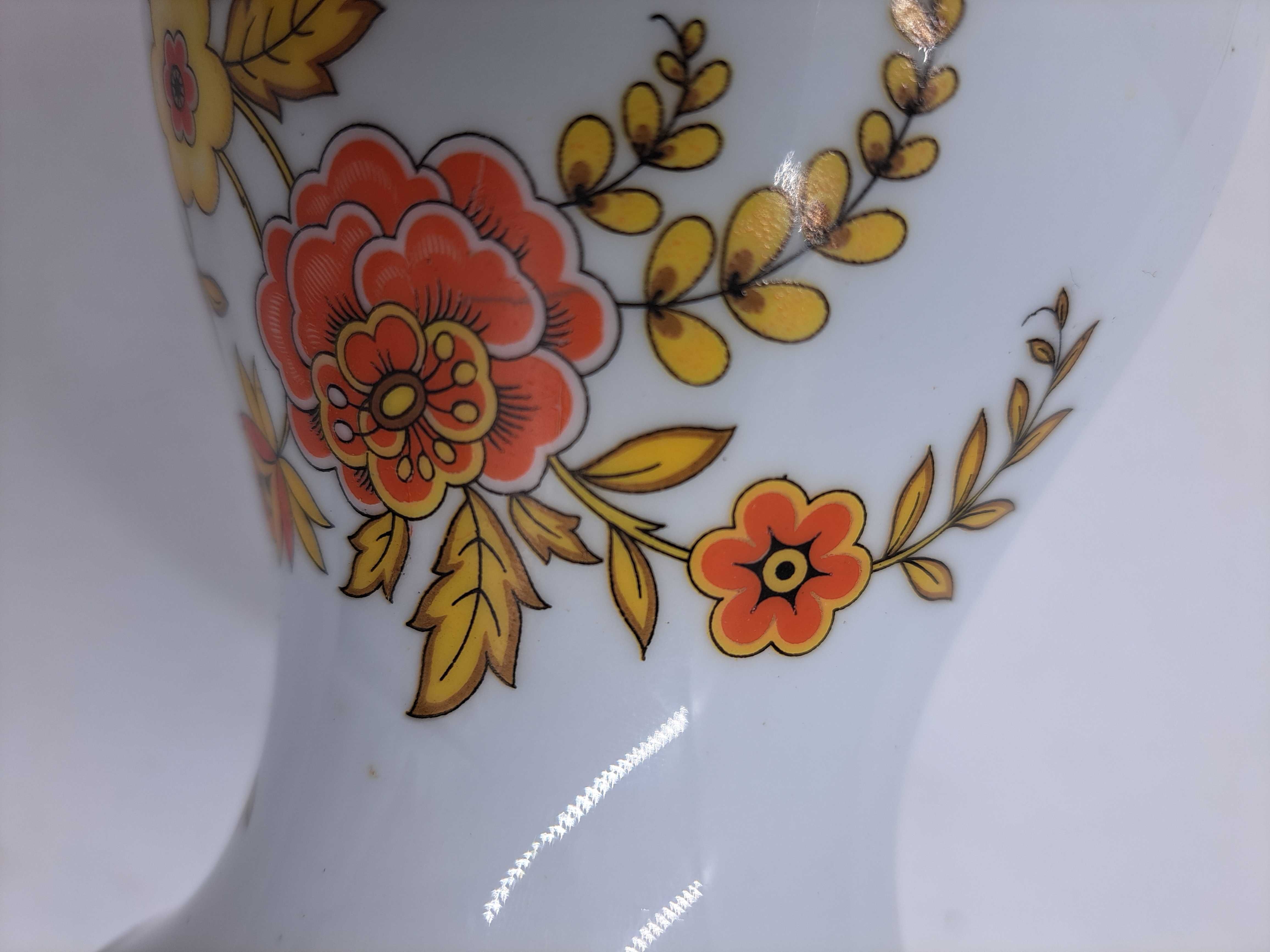Wazon porcelanowy Thomas grupa Rosenthal złocenia kwiaty żółte liście