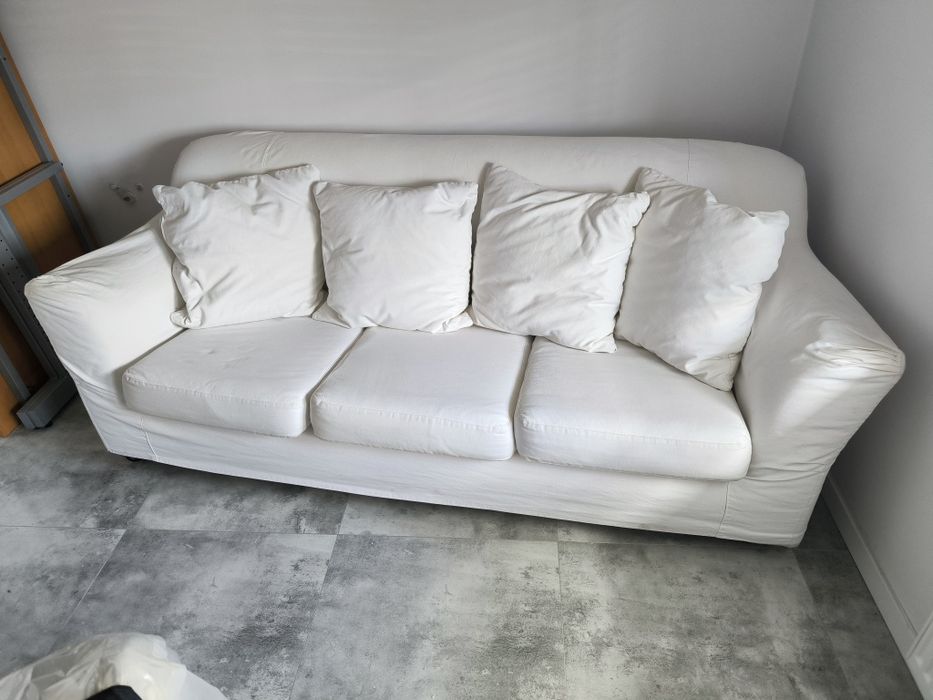 Kanapa IKEA biała / musztardowy 3 osobowa