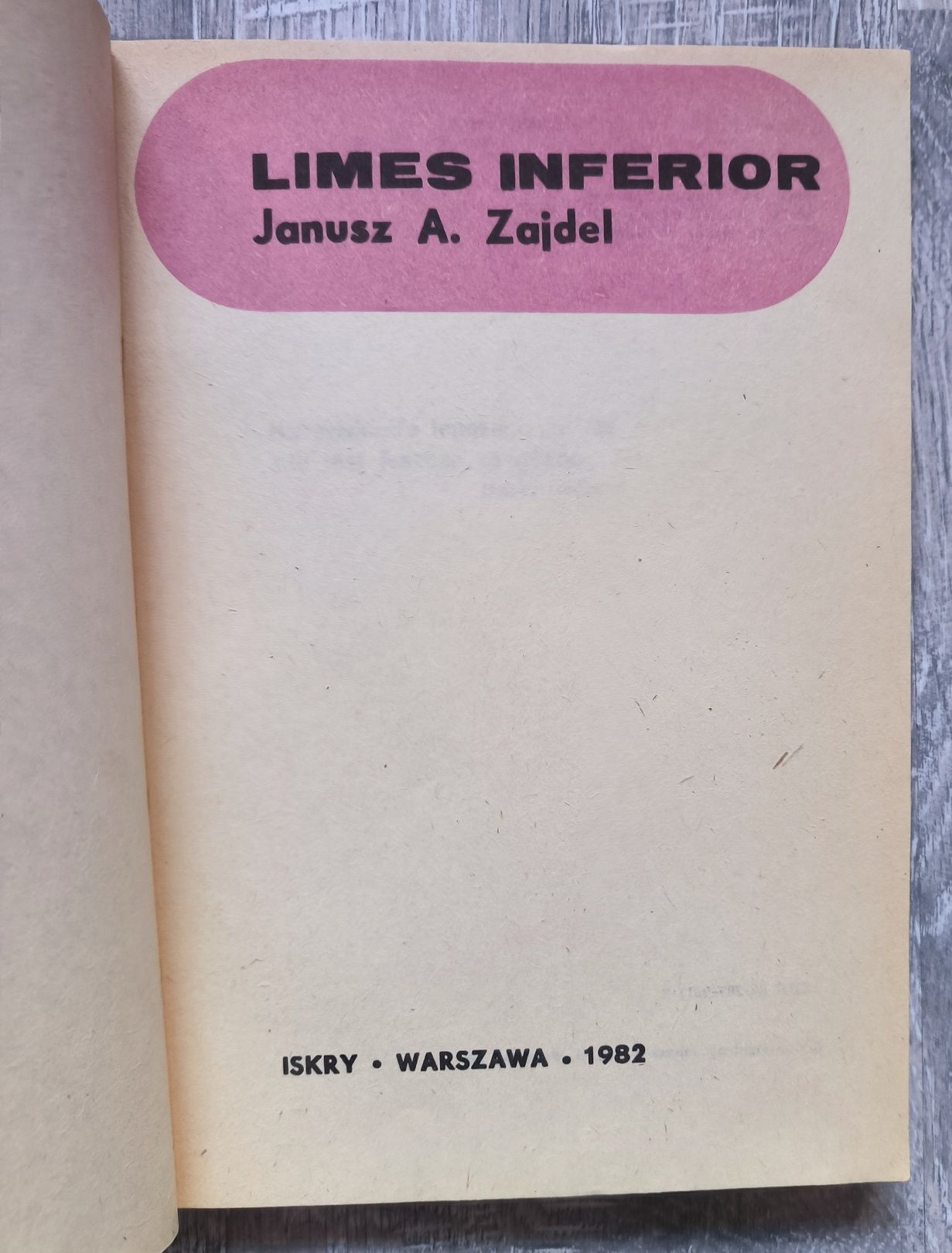 Limes Inferior Zajdel I wydanie