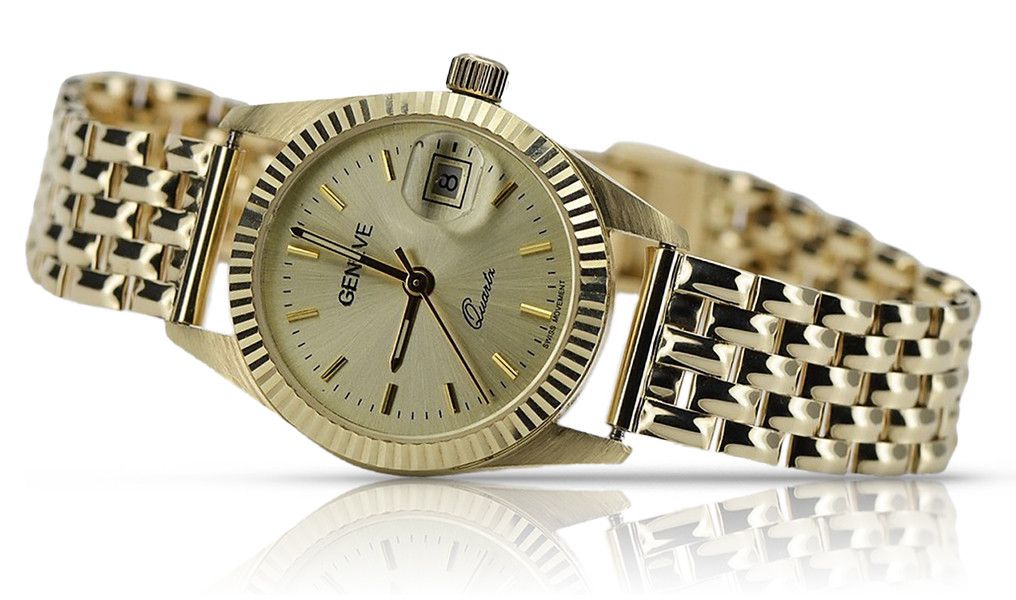 Złoty zegarek z bransoletą damską 14k Geneve lw020ydy&lbw004y Poznań
