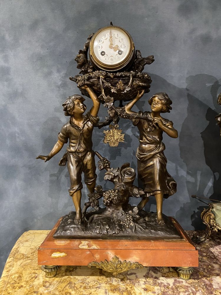 Zegar kominkowy figuralny - Francja XIX w. Moreau