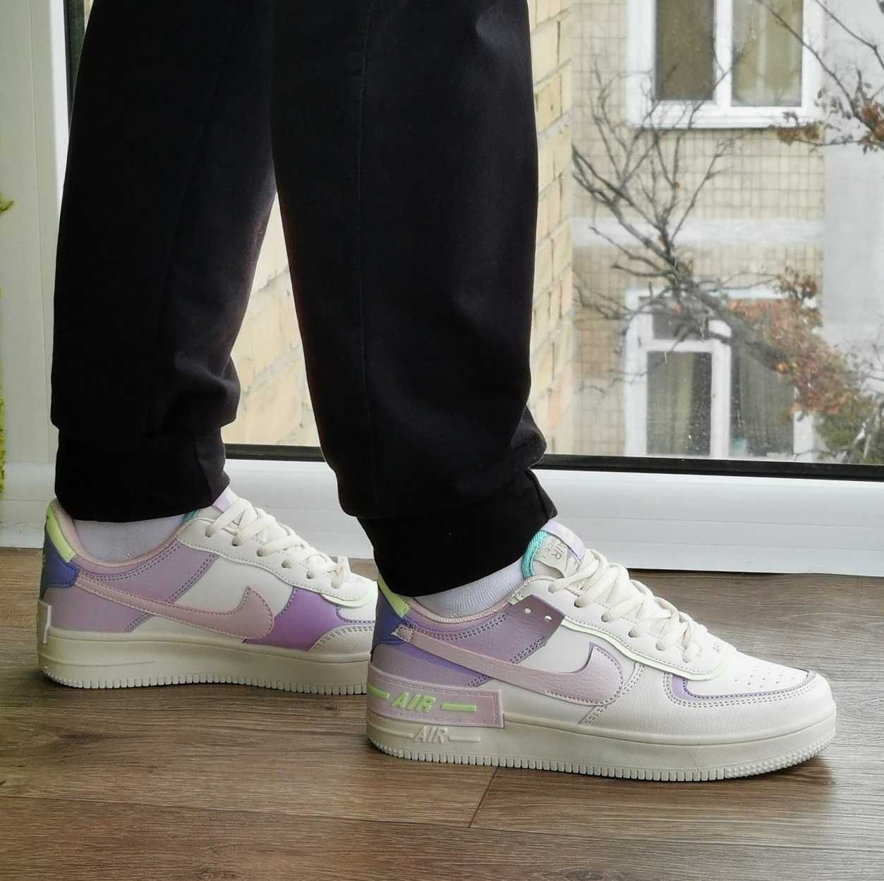 Кроссовки Nike Белые Женские Найк Форсы Shadow Разноцветные