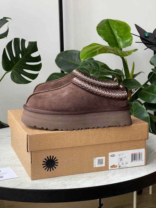 Женские зимние тапочки Ugg Tasman Platform Chestnut угги тасман уггі