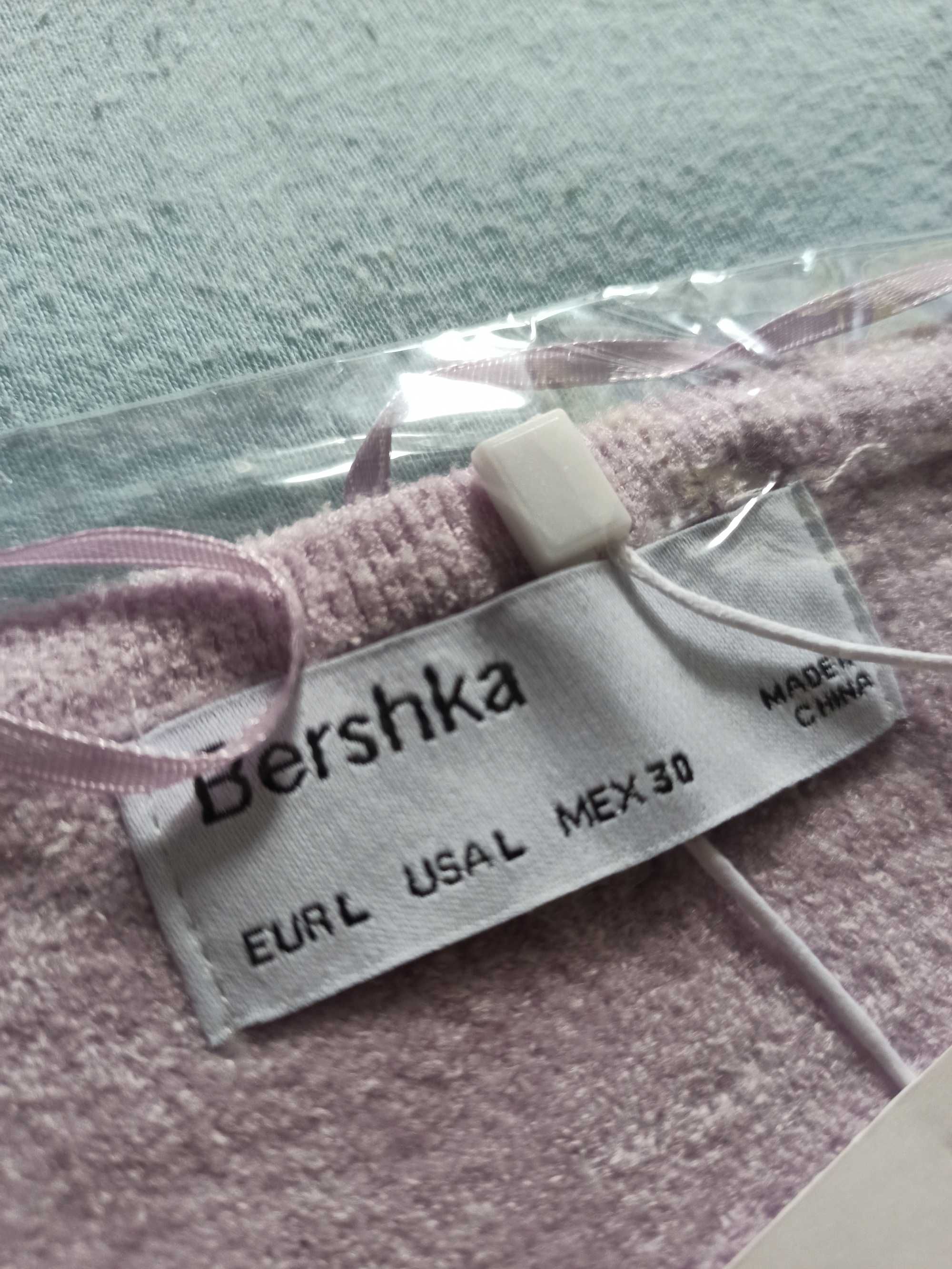 Bershka - liliowy krótki t-shirt, L