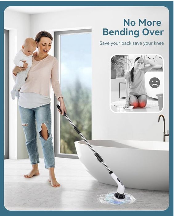 Szczotka wirowa do czyszczenia łazienki: bezprzewodowy