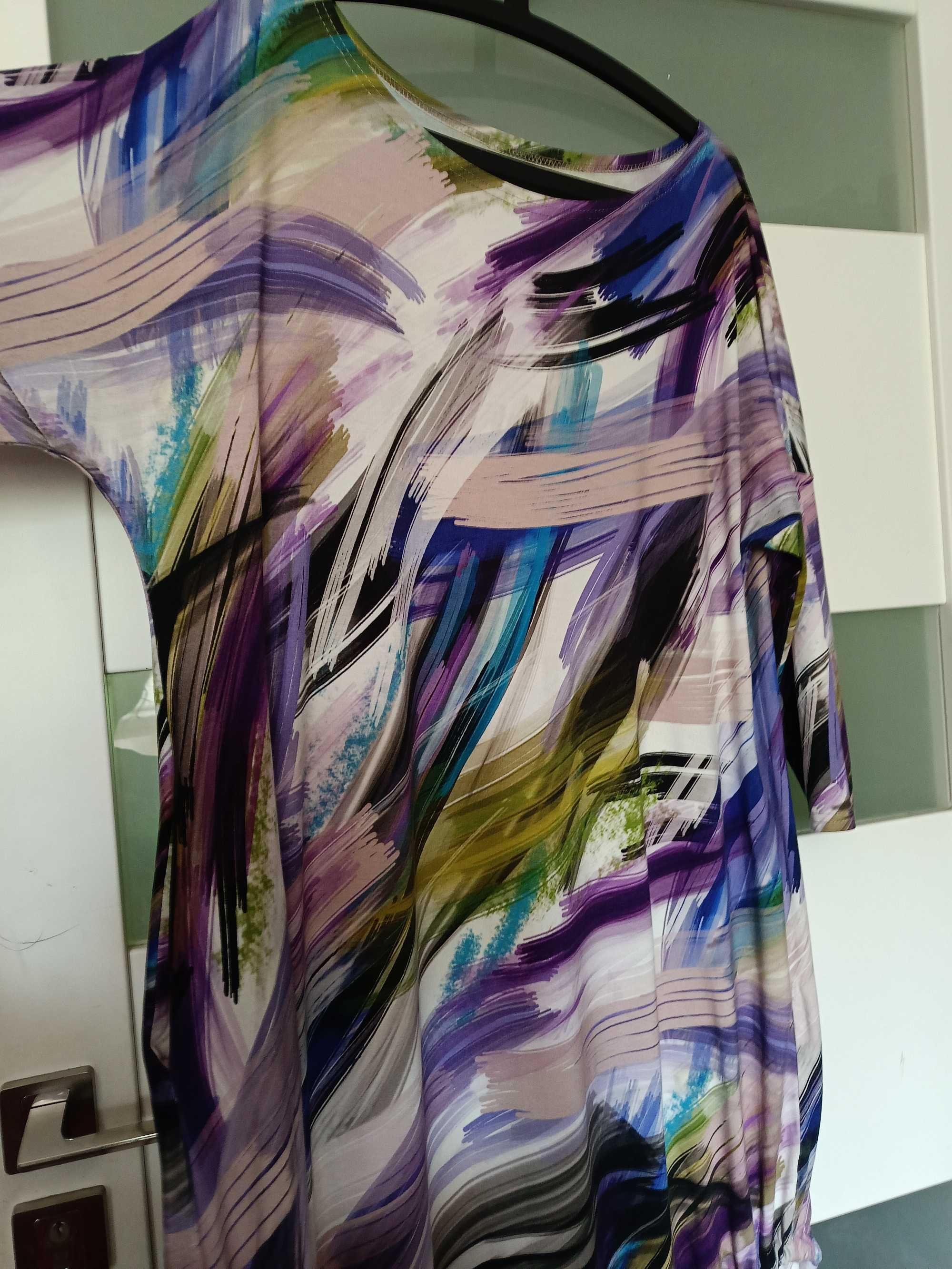 Sukienka oversize L XL z wiskozy Made in Poland