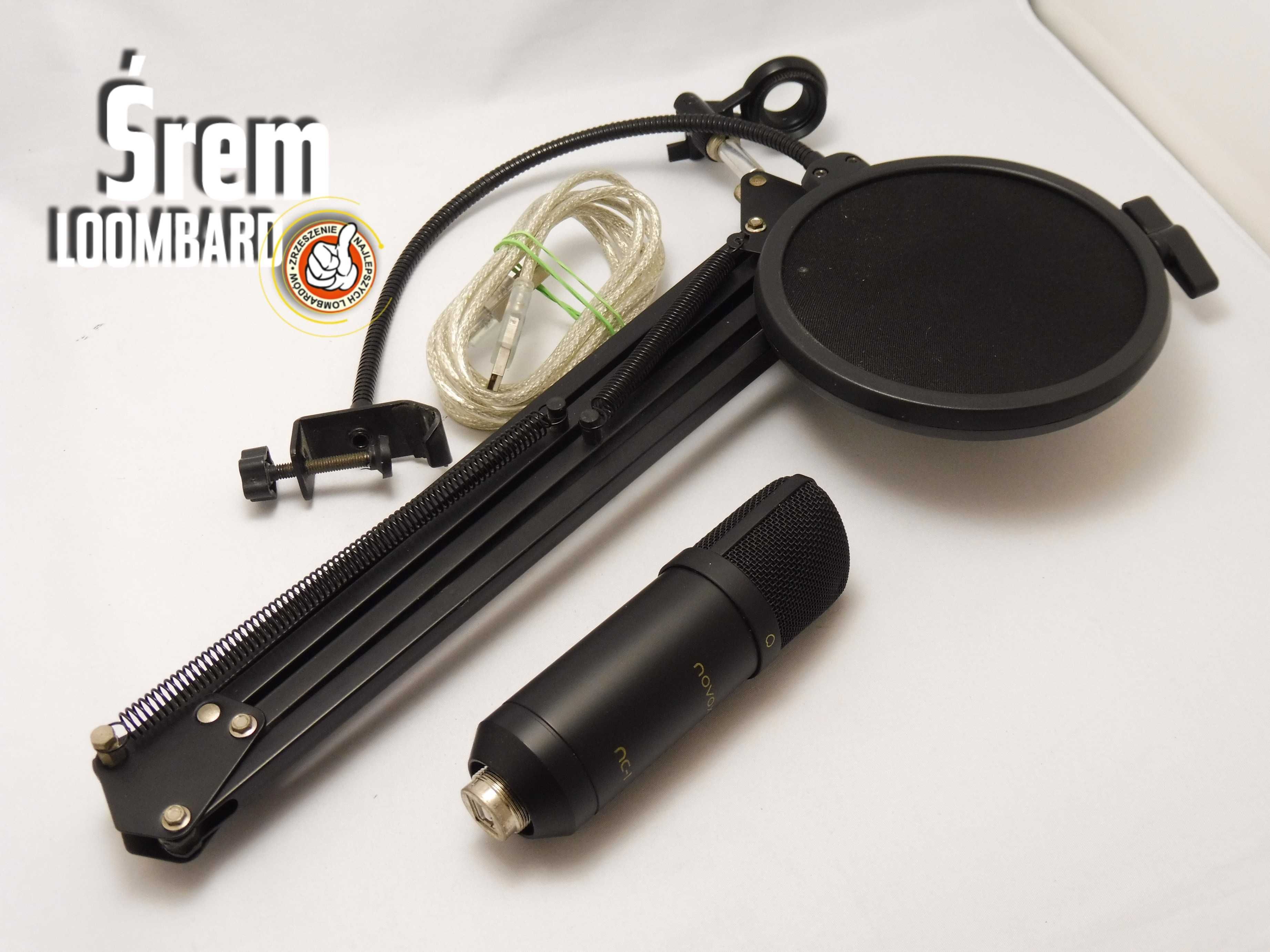 Mikrofon Novox NC-1, statyw, filtr, kabel, db stan!