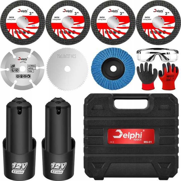 Szlifierka Kątowa Akumulatorowa Bezszczotkowa Mini Gumówka 7x Tarcza