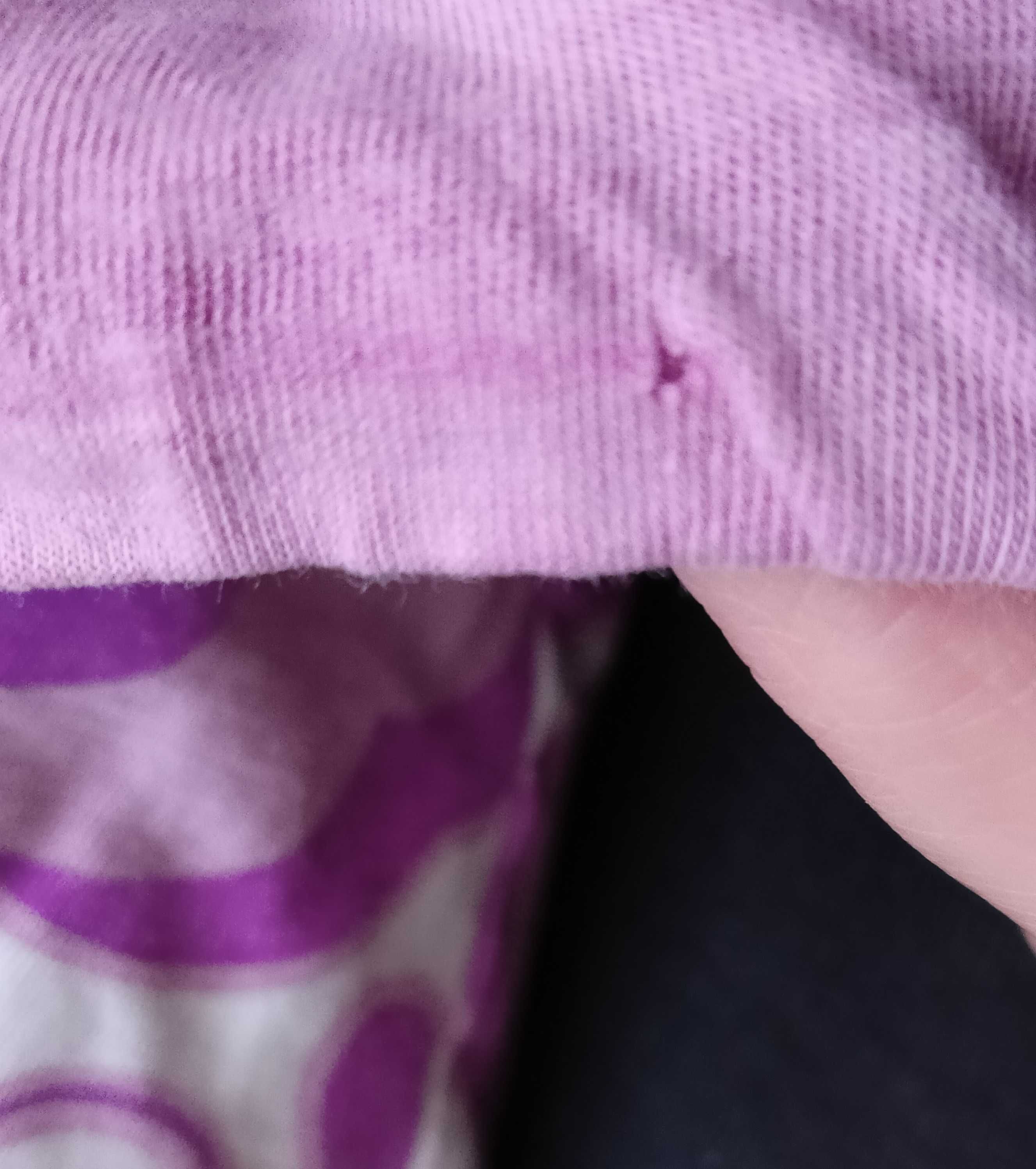 Letnia mini sukienka/tunika w motylki dla dziewczynki H&M fiolet biel